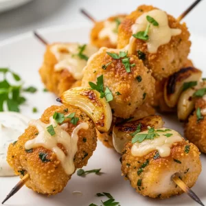 Crispy Air Fryer Garlic Parmesan Chicken Skewers Recipe