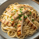 Skinny Chicken Alfredo Stuffed Spaghetti Squash Delight