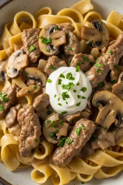 Creamy Beef Stroganoff Made Easy with Mushroom Soup Bliss