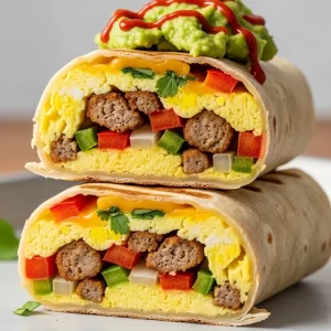 Create a high-resolution Pinterest pin image (1000x1500) of the prepared dish for the recipe " Sheet Pan Breakfast Burritos ".
Show a close-up of the final dish, beautifully styled, vibrant, and appetizing, with soft natural lighting and realistic textures.
Do NOT include any text, title, logo, watermark, or background clutter.
Keep the composition clean, minimalistic, and visually striking.