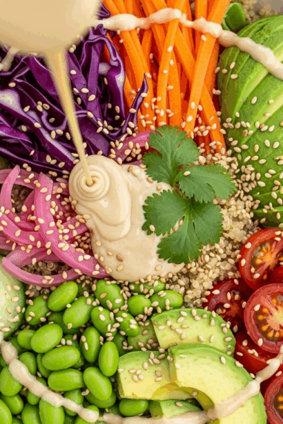 Rainbow Bowls with Sweet Maple Tahini Drizzle
