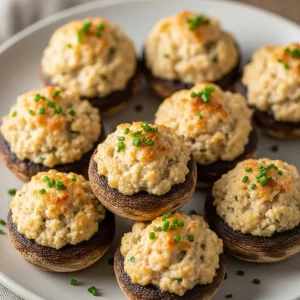Crispy Creamy Crab Stuffed Mushrooms