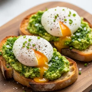 Elevate Breakfast: Poached Eggs on Herb-Kissed Avocado Toast