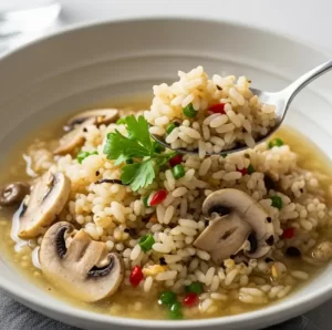 Mushroom Soup Rice with Tender Chicken