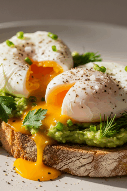 Elevate Breakfast: Poached Eggs on Herb-Kissed Avocado Toast