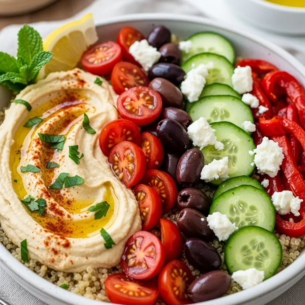 Mediterranean Quinoa Bowl with Hummus: A Flavorful Boost
