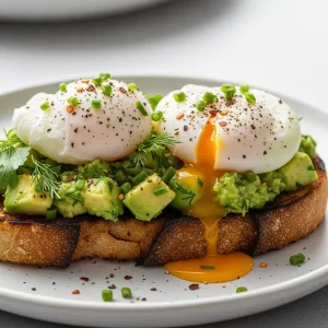 Elevate Breakfast: Poached Eggs on Herb-Kissed Avocado Toast