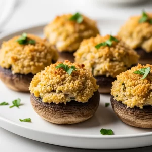 Crispy Creamy Crab Stuffed Mushrooms