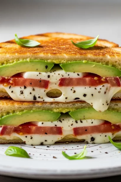 Avocado Mozzarella Tomato Grilled Cheese