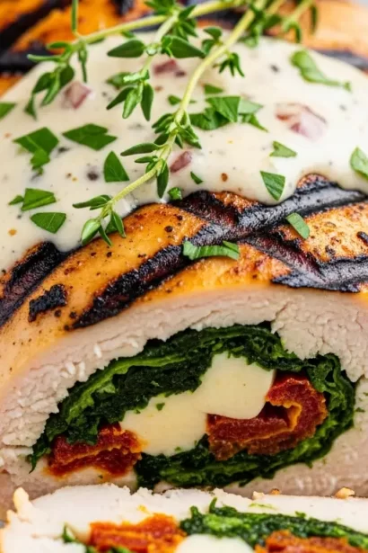 Grilled Stuffed Chicken with Creamy Sauce